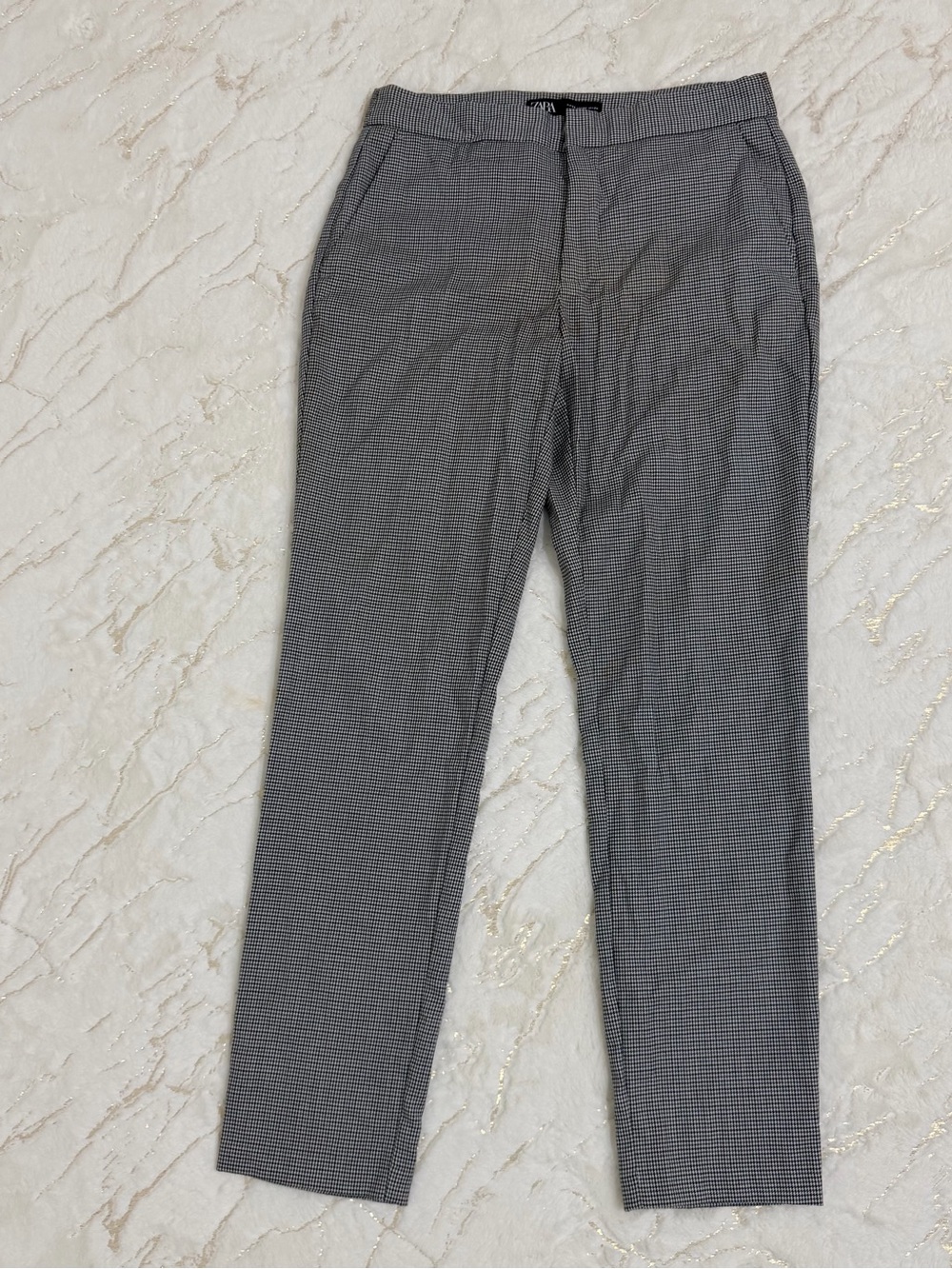 Zara Gray Micro-Check Dress Pants